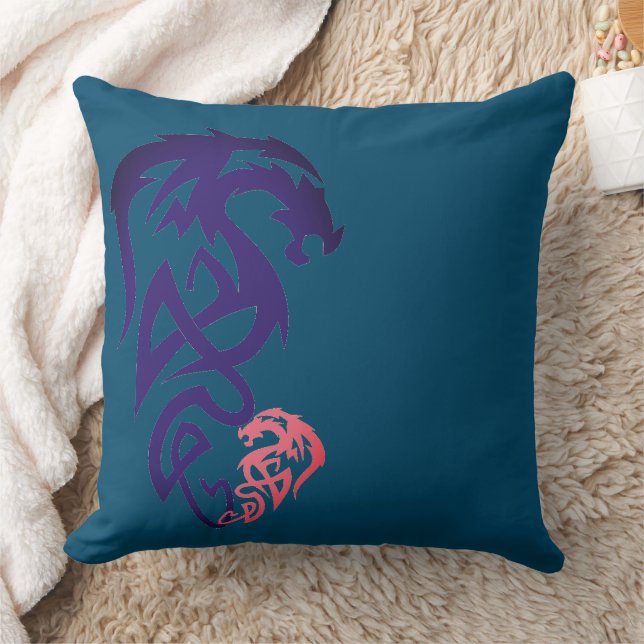 Einzigartiger Dragon Simple Blue Throw Kissen (Decke)