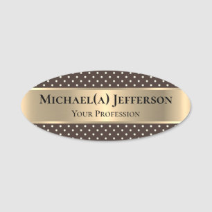 Einzigartiger Elegant Dark Brown & Polka Dot: Luxu Namensschild