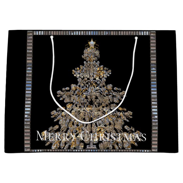 Einzigartiger, eleganter Weihnachtsbaum Große Geschenktüte (Vorderseite)