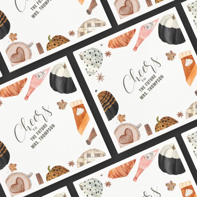 Einzigartiger Fall Painted Pumpkins Brautparty Bru Serviette (Von Creator hochgeladen)