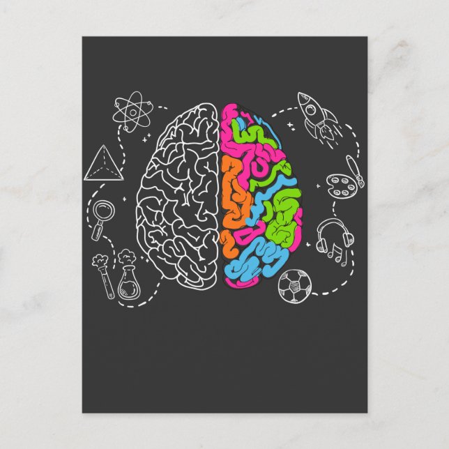 Einzigartiger, farbiger Brain Graphic Art Creative Postkarte (Vorderseite)