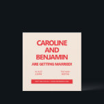 Einzigartiger feiner Roter Text Moderne Minimalist Einladung<br><div class="desc">Mit dieser modernen und minimalistischen Hochzeitseinladung verkünden Sie Ihren besonderen Tag im Stil. Mit fett gedruckter, roter Typografie auf einem weichen, neutralen Hintergrund behalte dieses Design es einfach, während es eine starke Aussage macht. Diese Einladung ist perfekt für Paare, die eine zeitgenössische Hochzeit planen. Sie besticht durch ihre klaren Linien...</div>