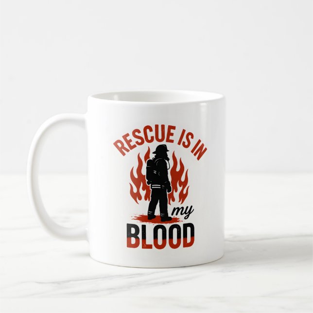 Einzigartiger Feuerwehrmann in Rot und Schwarz Kaffeetasse (Links)