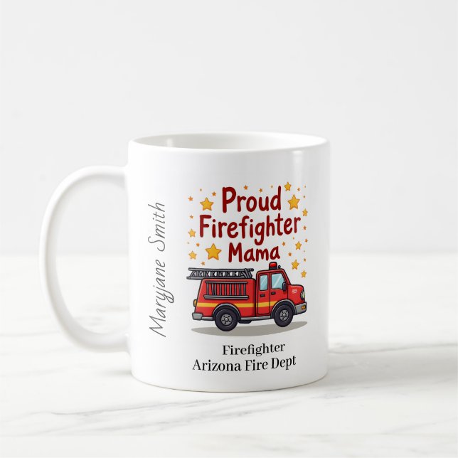 Einzigartiger Feuerwehrmann oder Feuerwehrmann mit Kaffeetasse (Links)