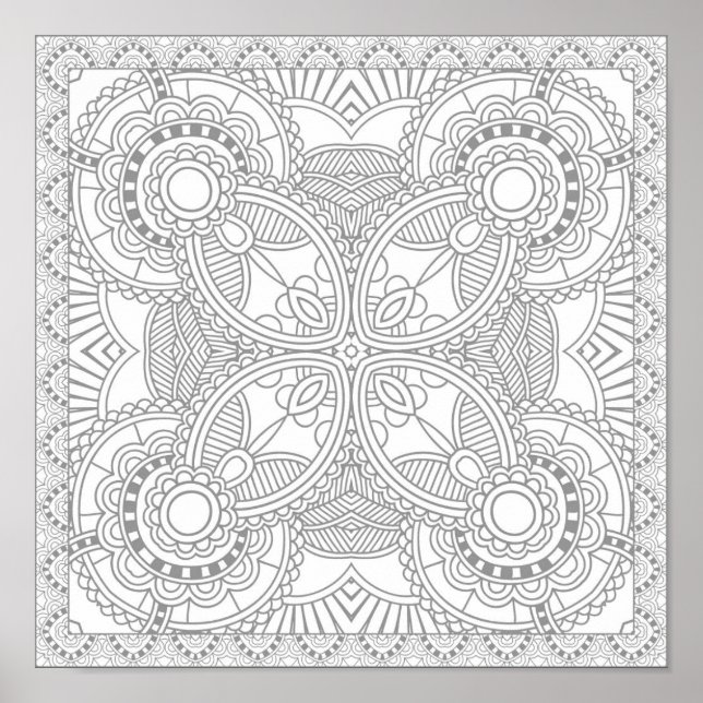 Einzigartiger floraler Kunstdoodle 2 Poster (Vorne)