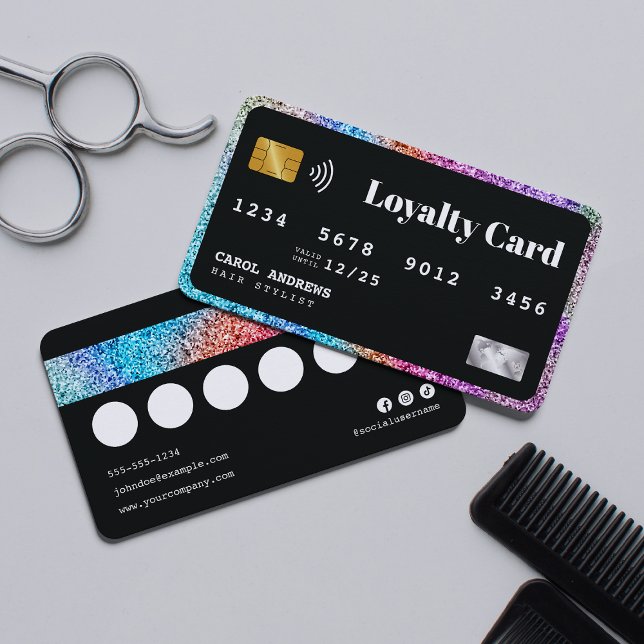 Einzigartiger Glam Glitzer Kreditkarte Stil Haarst Treuekarte (Von Creator hochgeladen)