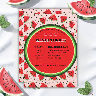 Einzigartiger Glitzer Moderne Wassermelone Kinderd Einladung