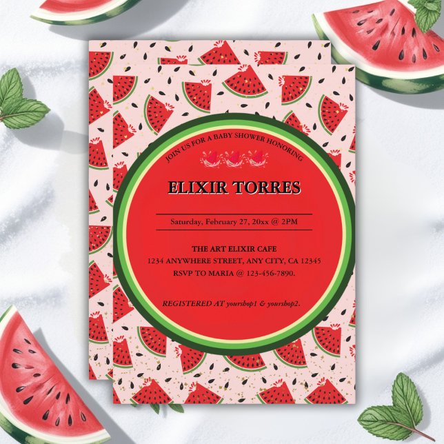 Einzigartiger Glitzer Moderne Wassermelone Kinderd Einladung (Von Creator hochgeladen)