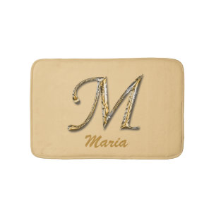 Einzigartiger Gold Silver Letter M Monogramm Badematte