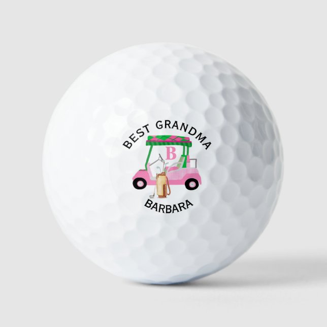 Einzigartiger Golf Cart Beste Grandma Monogramm Na Golfball (Vorderseite)