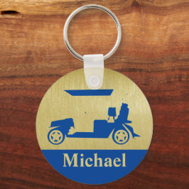 Einzigartiger Golf Cart mit Clubs Vorname Golf Ba Schlüsselanhänger