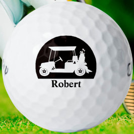 Einzigartiger Golf Cart mit Clubs Vorname Golfball
