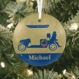 Einzigartiger Golf Cart mit Clubs Vorname Ornament Aus Glas