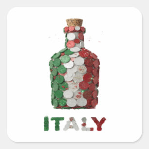 Einzigartiger Grün-ITALY-Sticker-Motiv Quadratischer Aufkleber