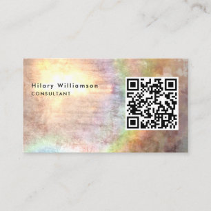 Einzigartiger Grunge Beige Berater Holograph QR Co Visitenkarte