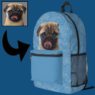 Einzigartiger Grunge Blue Mops Welppy Lover Foto K Bedruckter Rucksack