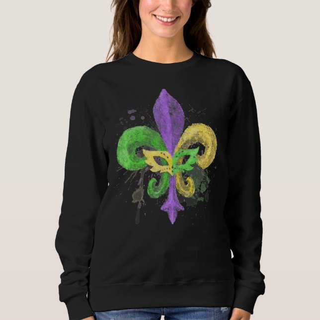 Einzigartiger handgezeichneter Fluer de lis Mardi  Sweatshirt (Vorderseite)