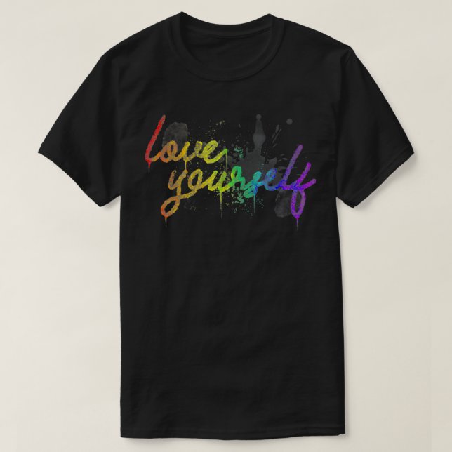 Einzigartiger handgezeichneter Regenbogen-Liebe Ga T-Shirt (Design vorne)