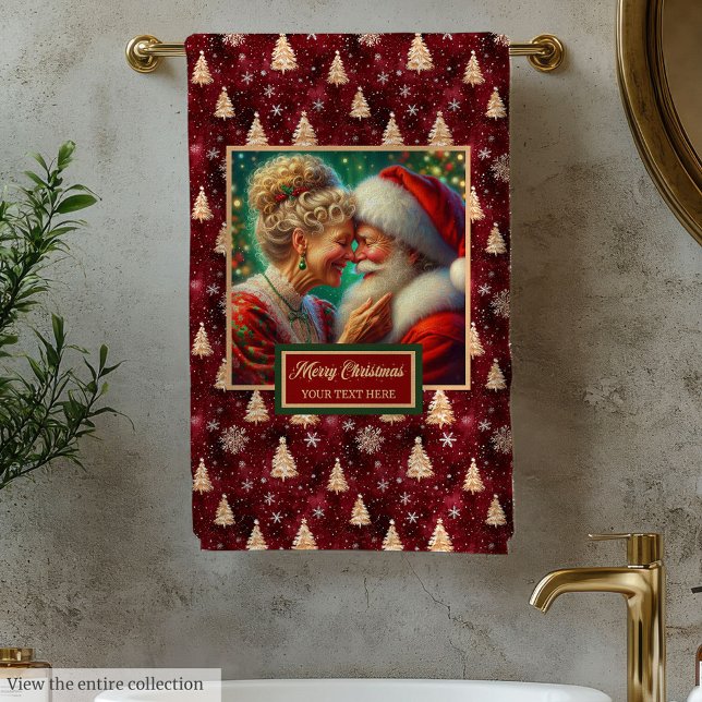 Einzigartiger Herr und Frau Claus Cranberry Badetu Badhandtuch Set (Unique Mr. and Mrs. Claus Cranberry Bath Towel)