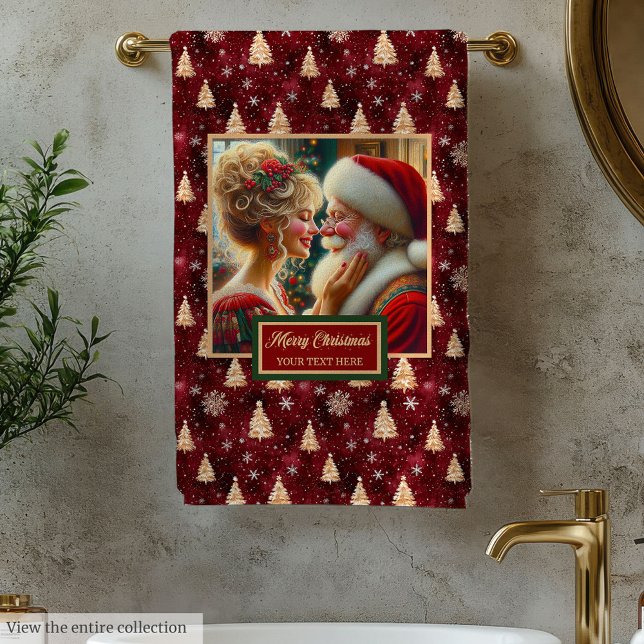 Einzigartiger Herr und Frau Claus Red Gold Badetuc Badhandtuch Set (Unique Mr. and Mrs. Claus Red Gold Bath Towel)