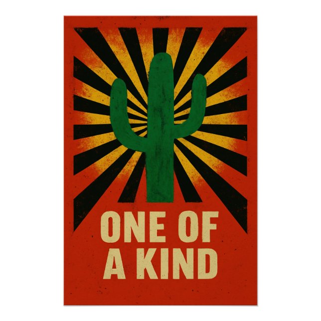 Einzigartiger Kaktus unter einer strahlenden Sonne Poster (Vorderseite)