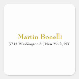 Einzigartiger klassischer einfacher Goldfarbname Quadratischer Aufkleber