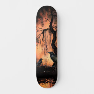 Einzigartiger Künstlerischer Gothic Raven Skate De Skateboard