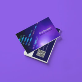 Einzigartiger Lila Software Tech Beruflich QR Code Visitenkarte