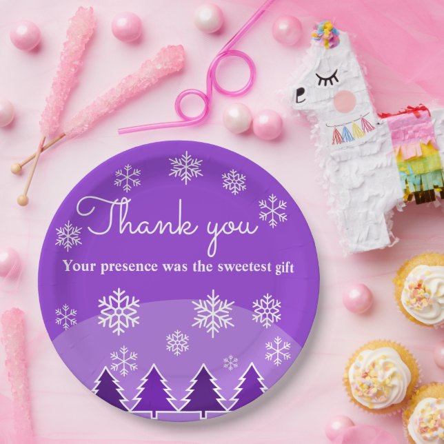 Einzigartiger lila Weihnachtsgebirgsduschbaum Pappteller (Party)