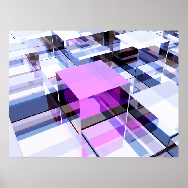 Einzigartiger lila Würfel Poster (Vorne)