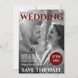 Einzigartiger Magazinstil Save the Date Einladung