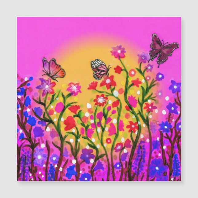 Einzigartiger Magnet mit schönen Wildblumen (Vorderseite)