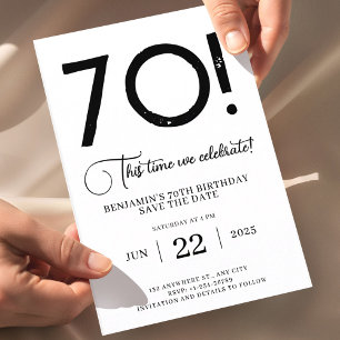 Einzigartiger minimalistischer 70. Geburtstag - Te Einladung