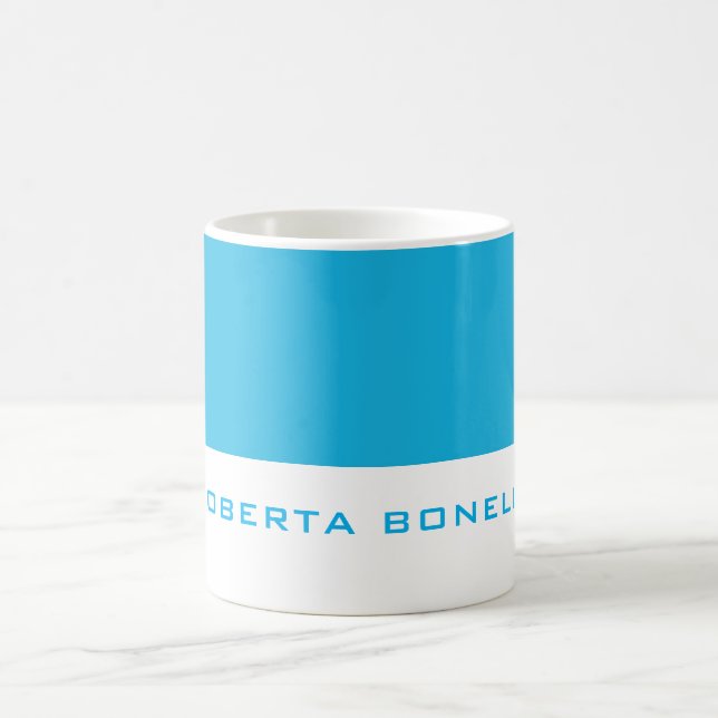 Einzigartiger, Minimalistischer, blauer Name Kaffeetasse (Mittel)