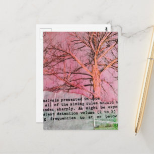 Einzigartiger Mixed-Media-Collage Winterbaum Postkarte