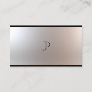 Einzigartiger, moderner Monogram Glam Gold Silber Visitenkarte