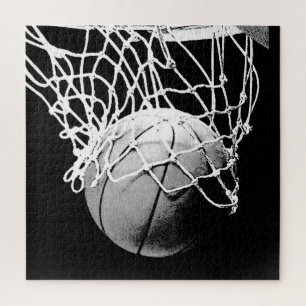 Einzigartiger moderner schwarzer weißer Basketball Puzzle