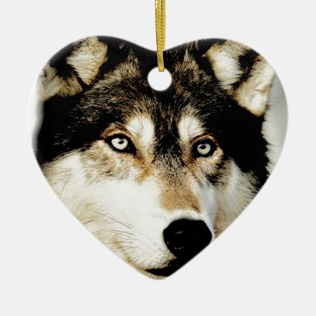 Einzigartiger Motivierend Wolf Keramik Ornament (Vorne)