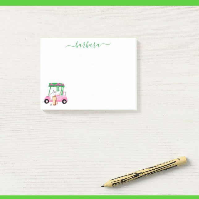 Einzigartiger Name für Golf Gal Cart Monogram Post-it Klebezettel (Von Creator hochgeladen)