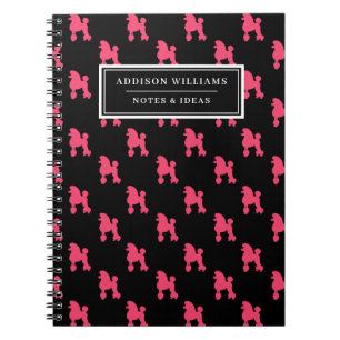 Einzigartiger Name Girly Pink Poodle Dog Muster Notizblock