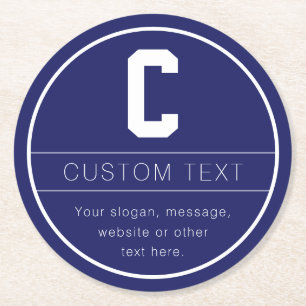 Einzigartiger Name & Monogramm-Vorlage   Marinebla Runder Pappuntersetzer