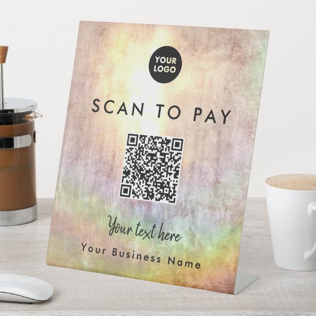 Einzigartiger neutraler QR-Code Venmo-Logo-Scannab Sockelschild (In Situ)