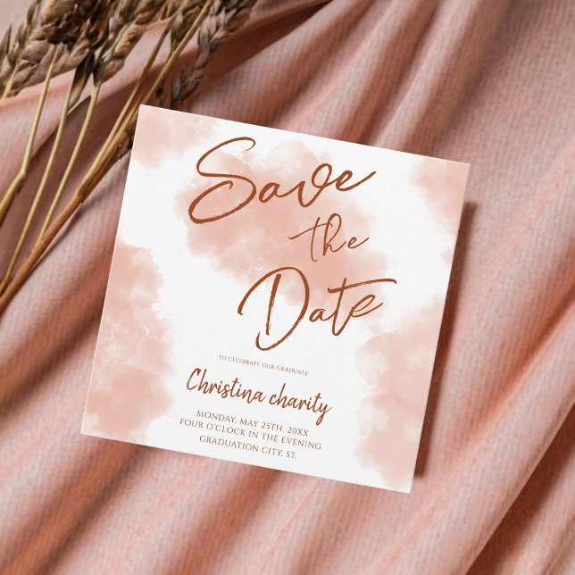 Einzigartiger Peach Fuzz Abschluss Save The Date (Fuzzy feelings and graduation dreams: Save the date with our Unique Peach Fuzz design!)
