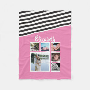 Einzigartiger Personalisiert rosa Streifen Fleecedecke