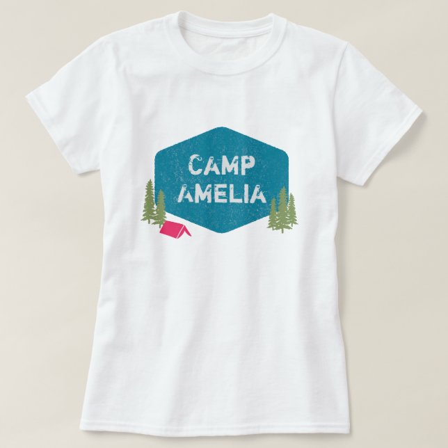 Einzigartiger Personalisierter Campname Geburtstag T-Shirt (Design vorne)