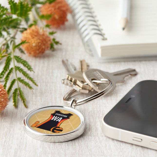 Einzigartiger Personalisierter Netball Schlüsselanhänger (Seite)