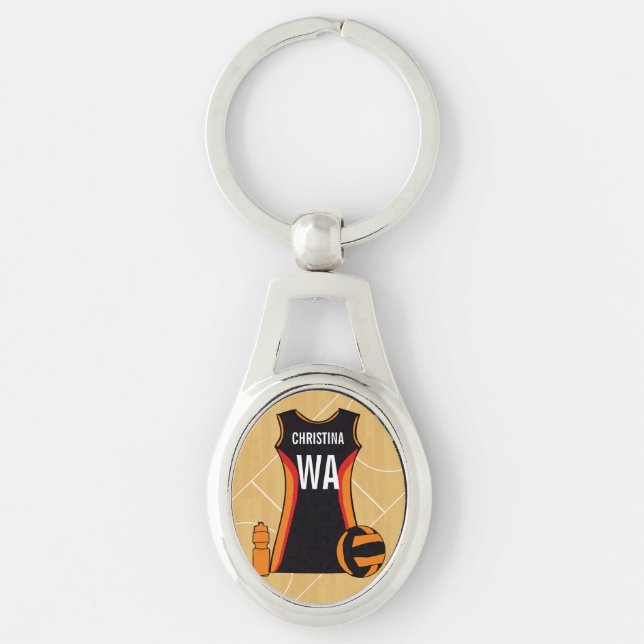 Einzigartiger Personalisierter Netball Schlüsselanhänger (Vorderseite)