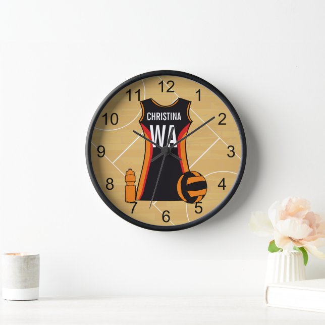 Einzigartiger Personalisierter Netball Wanduhr (Zuhause)