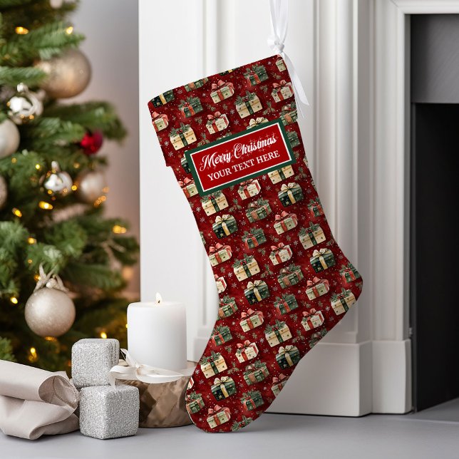 Einzigartiger Personalisierter Strumpf Wasserfarbe Großer Weihnachtsstrumpf (Unique Personalized Christmas Stocking Watercolor)