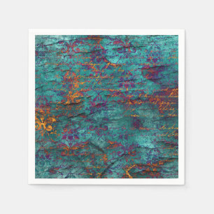 Einzigartiger Pfau aquamarin, magenta, lila blaue Serviette